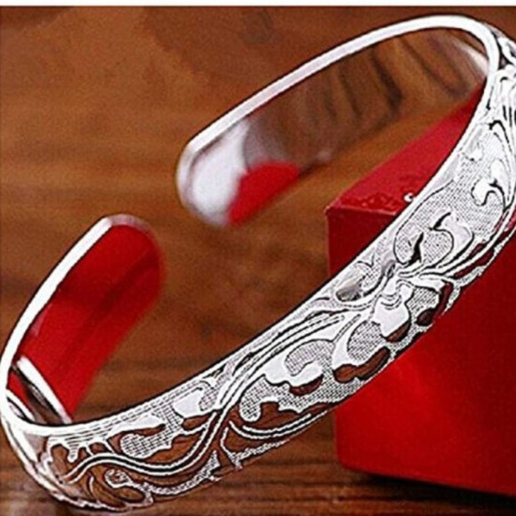 Sterling Silver Bangle Bracelet 925 Sterling Silver Bracelet Bangle Adjustable - Picture 6 of 9